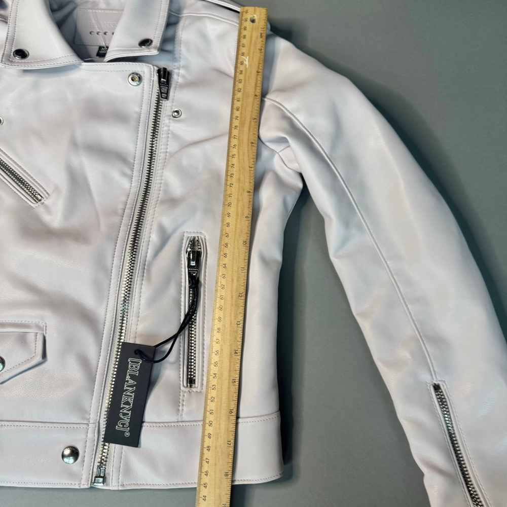 BlankNYC Moto Jacket XS NWT Vegan Leather Biker Off White / Ivory - Picture 6 of 8
